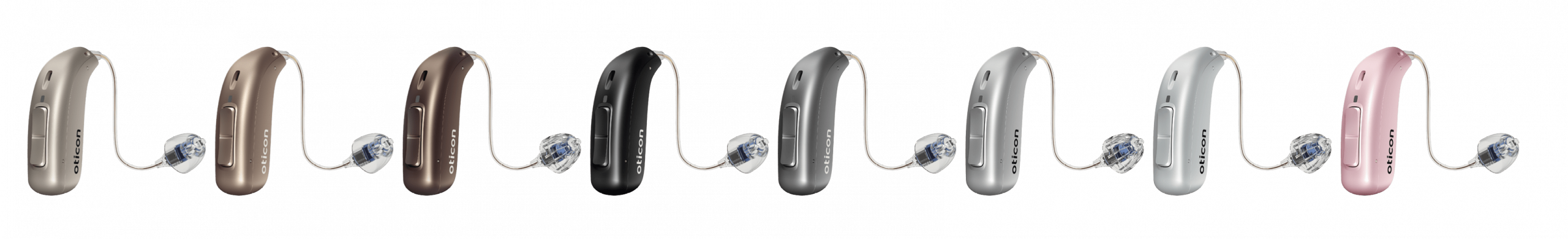 line up of hearing aids